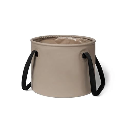 Seau pliant 10L marron portable pour le camping extérieur