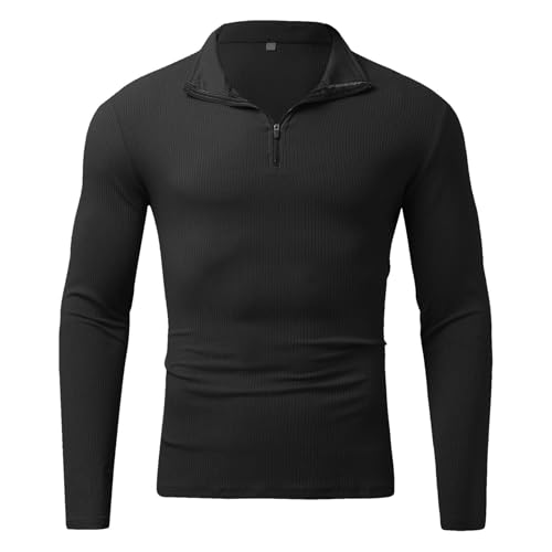 Men's Quarter Zip Sweater Lightweight Turtleneck Knit Dress Sweater Casual Slim Fit Mock Neck Polo Sweaters Pullover3
