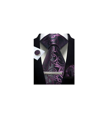 Image of Paisley Floral Mens Tie Formal Necktie Pocket Squares Ties Clips Cufflinks Classic for Men Set