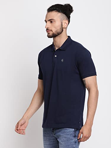 Image of Cantabil Men's Cotton Blend Solid Polo Neck T-Shirt (Regular Fit)