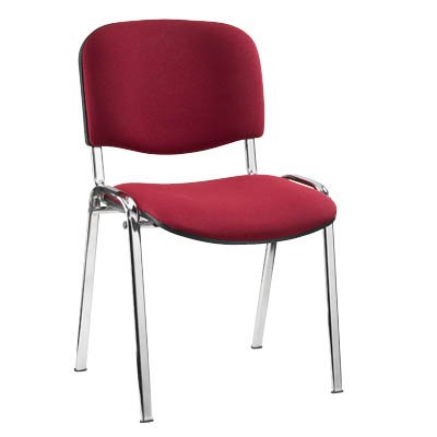 Silla de visita de oficina ISO CR croma para sala de espera color burdeos