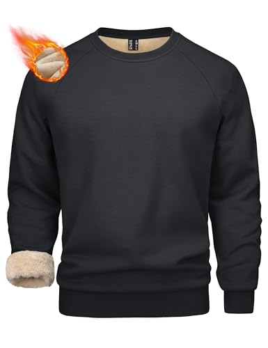 Image of MAGCOMSEN Mens Sweatshirt Fleece Sherpa Lined Thermal Heavyweight Pullover | Thick, Casual, Warm and Comfortable, Winter Wear, Crewneck, Ribbed Cuffs and Hem, for Outdoor Sports and Daily Wear