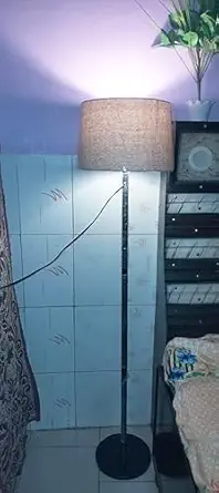 R.I Floor Lamp Standing Modern Black Finish 5ft Height Beige Lamp Shade || Floor Lamps for Living Room Corner || Home Decor for Corner || Standing lamp for Living Room (1)