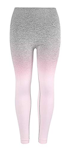 CLOUSPO Dégradé Couleur Legging de Sport Femme Pantalon de Yoga Fitness Gym Taille Haute sans Couture Slim Push Up Butt Lifter Pants(Rouge,S) Cover