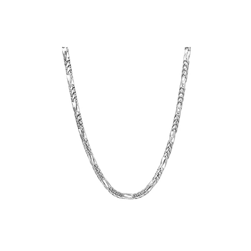Orostar 925 Sterling Silver Chain for Men & Women | Rhodium-Plated Solid Sterling Silver Figaro Franco Square Box Link Chain Necklace | 22 inches | Made in Italy