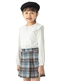 [ever closet] ブラウス キッズ 子供 女の子 長袖 白 120 オフホワイト 丸襟 レース フリル トップス シャツ 秋服 冬服 フォーマル 卒園 入園 入学 子供服 キッズ服 エバークローゼット