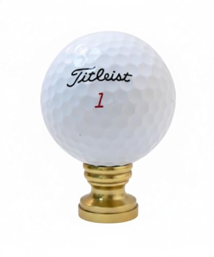 Image of Golf Ball Lamp Finial, White, Polished Brass Base 2.25 inchh