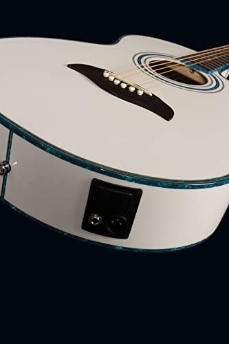 Oscar Schmidt Og10Cewh-A-U Folk Acoustic Electric Guitar - White #TOP1