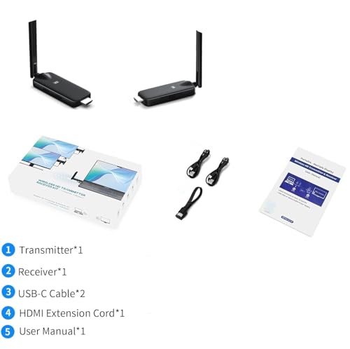Image of Tobo Wireless HDMI Receiver and Transmitter HDMI Extender Kit,Plug & Play 50M /165FT Portable 2.4G /5G Wirelessly Simultaneous Expansion for Multiple Screens and Camera to TVs,Projectors (TD-1403H)