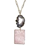 Pink Rose Quartz Occo Geode Large Statement Necklace