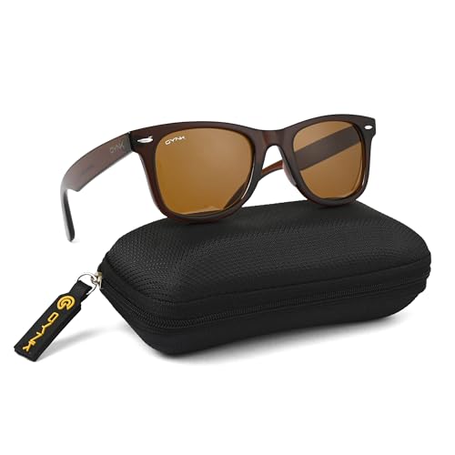 Image of GYNK Unisex Wayfarer Sunglasses UV400 Protection Anti Glare Toughened Glass Lens Classic Stylish Frame Lightweight Durable Eyewear for Driving Outdoor Fashion Use