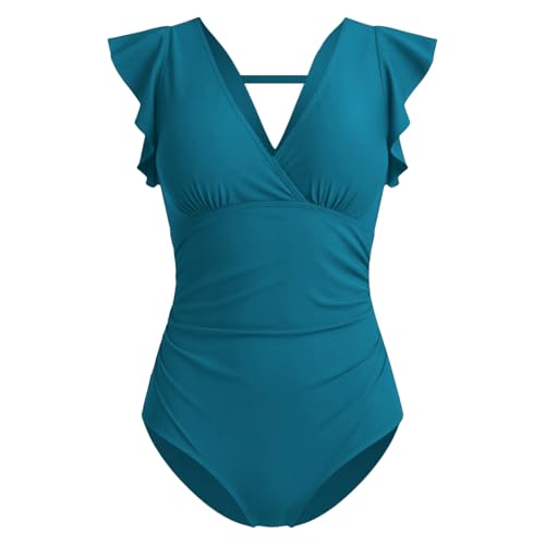 Maillot de bain une pièce gainant col V plongeant tendance