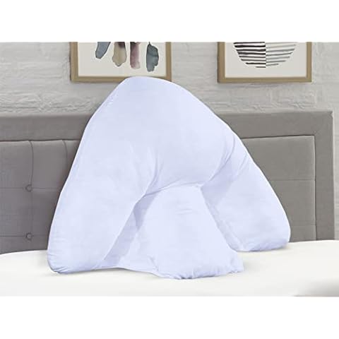 AATH COLLECTION Orthopedic Batwing Support Pillow for Back & Neck Support Batwing Shaped Pillow for Healthy Posture Includes Free White Removable Batwing Pillowcase Filled with Hollowfiber Cover