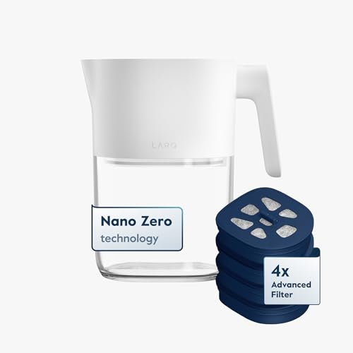 LARQ Hydrated AF Set - Water Filter Pitcher, Pure White + 4 Advanced Filters