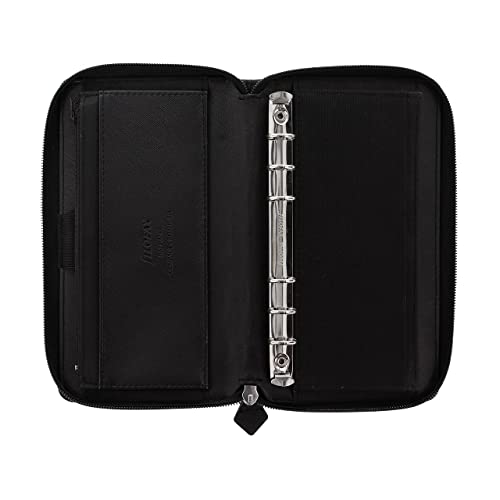 Agenda Filofax Saffiano Negro con cremallera y organizador diario elegante 3