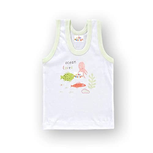 Image of KIKE New Born Baby Pure Cotton Printed Regular Fit Sando Innerwear Baniyan Kids Vest Infants Sleeveless Undershirts for Cute Boys Girls 0-24 Months (Pack of 6)