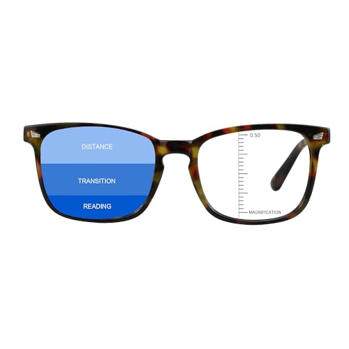 Image of Vintage Square Progressive Multifocal Presbyopic Glasses, Anti-Blue Light Glasses for Men Women Readers (+0.50 /+2.75 Magnification)