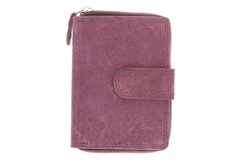 Portefeuille avec poche à monnaie et zippée, blocage RFID efficace, cuir violet