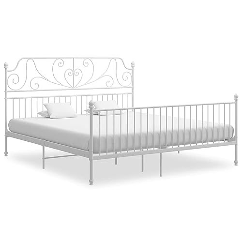 Vidaxl Struttura Letto In Metallo Bianco, 180 X 200 Cm, Super King Size