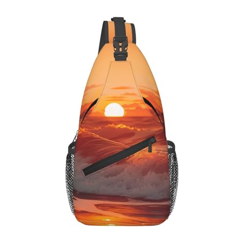 Sac à dos à bandoulière coucher de soleil et vagues sac d'école noir taille unique