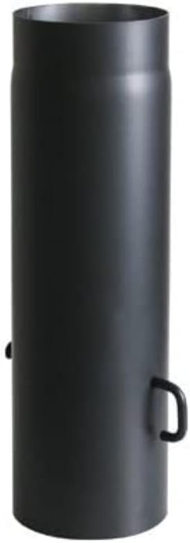 Kamino Flam Stove Pipe with Throttle Cap in Black, Steel Flue Pipe for Safe Dissipation of Exhaust Gases, Heat Resistant Senotherm Coating, Tested According to Standard EN 1856-2, Dimensions: L 500 x