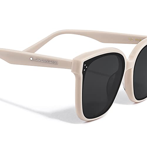 isheep Classic Square Oversized Designer Trendy Sunglasses for Women & Men,HD Nylon Lens, UV Protection SIS-05-WH (White)3