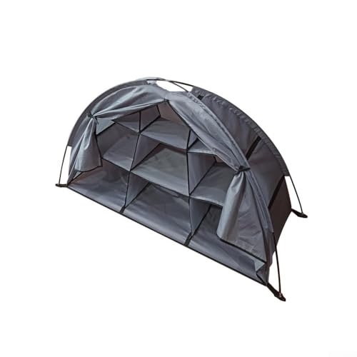 9-Shelf Camping Storage Organizer Collapsible Tent Clothes Storage Rack Portable RV Shoes Holder with Support Board 50x22x30 Inch for Outdoor Travel Hiking(grey)