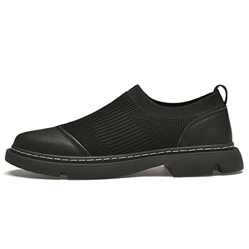 CERYTHRINA Men's Invisible Height Increasing Elevator Shoes 2 Inches Taller Mesh Leather Slip-on Casual Loafers2
