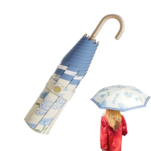 Genérico Paraguas Para Lluvia - Sombrillas UV Con Protección Solar 50+,Dosel Compacto Plegable Con Empuñadura En Forma De J Para Viajes, Senderismo, Playa Y Exteriores