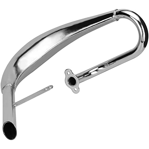 YOXUFA Motorized Bike Exhaust Pipe Muffler Expansion Chamber Kit Compatible with 80cc 100cc 49cc 50cc 2-Stroke Motor Engine Bicycle Parts Gasket Chain Tensioner Adjuster Silver