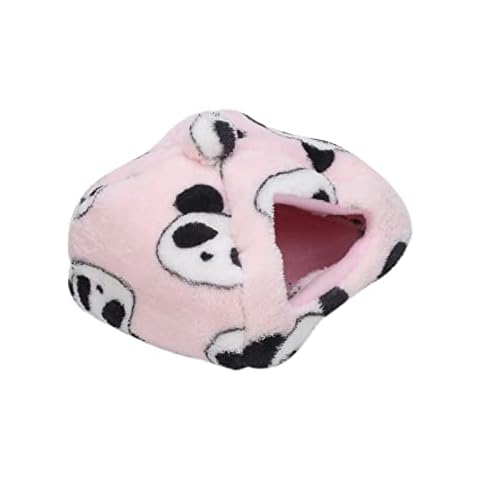 Hamster Nest Thick Plush Small Pet House Cute Panda Pattern Warm Fleece Bed Hedgehog Cage Supplies Chinchilla Ferret Rat Gerbil for Small Animals Cover