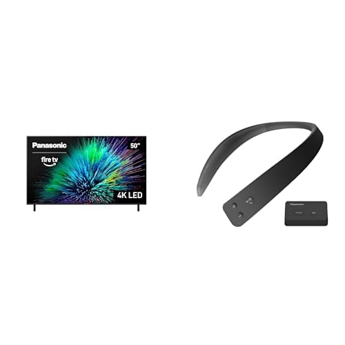 Panasonic W70 Series 50" 4K Ultra HD Smart Fire TV (2025 Model) with WN10 Wireless Wearable TV Neck Speaker Bundle