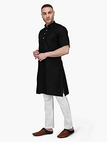 Image of Rajubhai Hargovindas Men's Premium Cotton Half Sleeve Solid Kurta