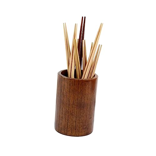 Cabilock Wooden Utensil Holder with Drain Textured Kitchen Storage Container for Spoons Chopsticks and Spatulas Compact Easy to Clean and Lightweight