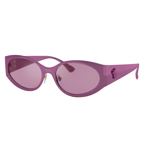 Versace VE 2263 1503AK Metallic Fuchsia Metal Round Sunglasses Violet Mirror Lens