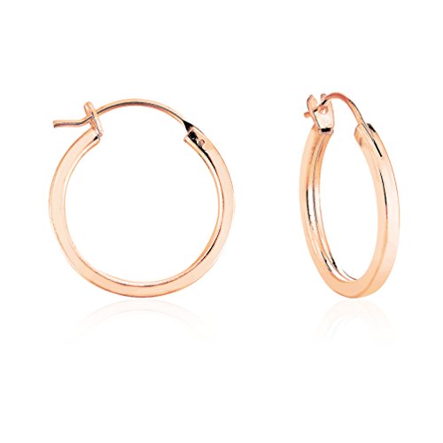 Créoles carrées argent plaqué or rose anti-irritation avec fermoir cliquet