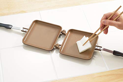 Image of Yoshikawa SJ2629 Hot Sand Maker, For Gas Fire, Single Fluorine Processed, Total Width 5.9 x Length 13.8 x Height 1.3 inches (15 x 35 x 3.2 cm), Brown, Outdoor Camping