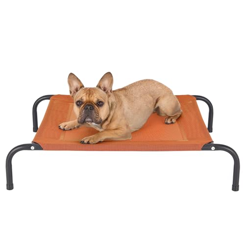 Image of FurHaven Elevated Pet Cots - Cooling & Breathable Nylon Mesh Hammock for Small Dogs & Cats /Easy-to-Assemble /Durable and Reinforced /Perfect for Rest & Relaxation Outdoors - Terracotta Red, Small