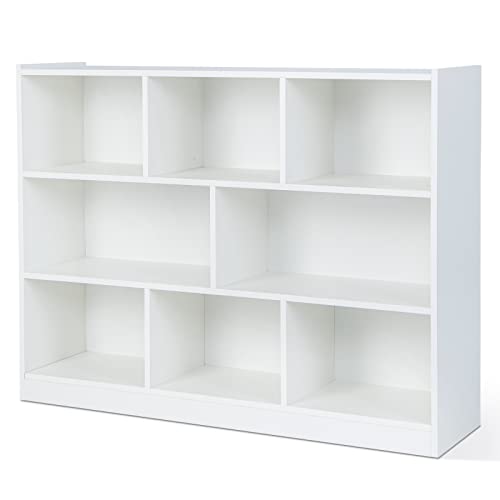 Giantex GT10403WH-CB 8 Cube Bookcase, Freestanding 3-Tier Open Bookshelf, Modern Storage Display Cabinet, Wood Cube Storage Organizer For Living Room, Kid’S Room, White thumb #8