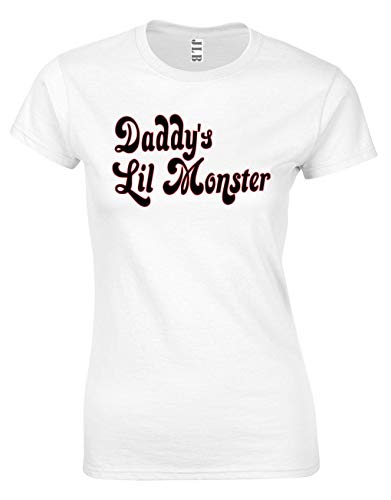 JLB Print Daddys Lil Monster Funny Cool Premium Quality Fitted T-Shirt Top for Women and Teens (White/Small)
