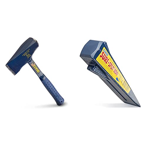 ESTWING Fireside Friend Axe - 14" Wood Splitting Maul Bundle with Estwing E-5 5 Lb Sure Split Wedge