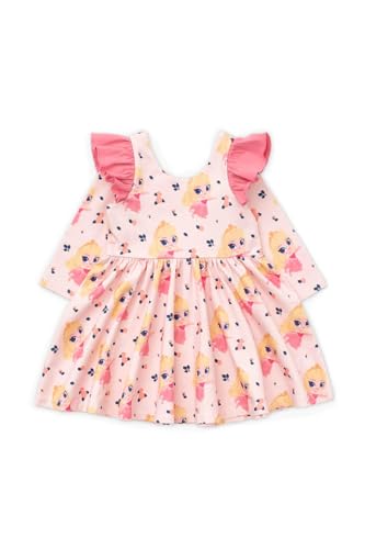 monica + andy Let's Dance Double Ruffle Dress, Size 8, Disney Princess Aurora, 100% Organic Kids Clothes for Girls, Long Sleeve, Sustainable Super Soft Fabric, Sizes for Kids, Toddler & Infant