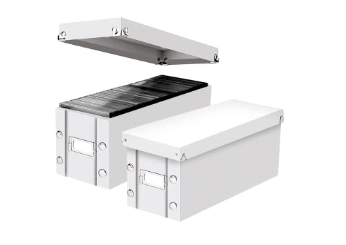 Snap-N-Store CD Storage Box - Pack of 2, Durable, 5.1 x 5.1 x 13.2 Inch Disc Holders with Lids to Store up to 330 Discs - White