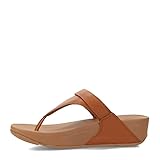 FitFlop Lulu Adjustable Toe Post Leather Sandals for Women – Platform Heel – Slide-in Style – Rubber Outsole Light Tan 9 M (B)