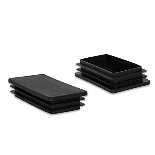 Image of Flyshop 8 Pack Black Chair Glide Inserts Plastic Plugs Rectangle Pipe Tubing End Caps 50 x 100 mm, 2 inch x 4 inch