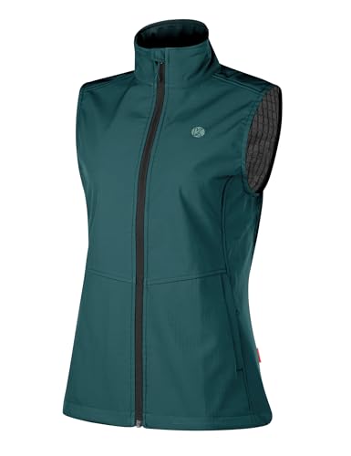 KUTOOK Weste Damen Sommer Leicht Ärmellos Laufweste Sportweste Fahrradweste Radweste Winter Softshell Fleece für Outdoor Hundesport Golf Grün XL