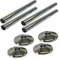 E2trade Chrome 15mm Radiator Pipe Hole Collars Cover Radsnaps (Pack of 4 Collar & Sleeve), Silver