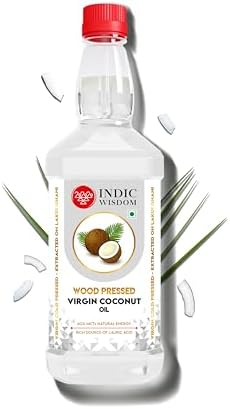 IndicWisdom Wood Pressed Virgin Coconut Oil 1 Liter (Cold Pressed Coconut Oil - Extracted on Wooden Churner)