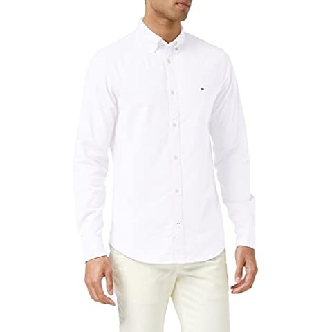 Camisa blanca de manga larga Tommy Hilfiger Core Stretch Slim Oxford Cover