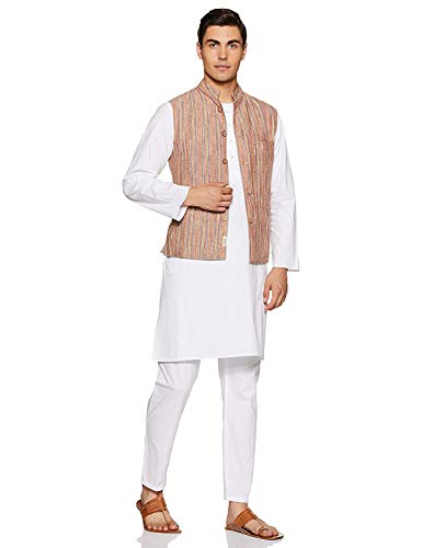 Pijama de algodón para hombre Kurta Royal conjunto de dormir blanco transpirable 2